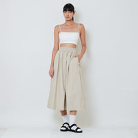 Women Elastic Waist Skirt - Beige - SW2603078A