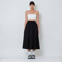 Women Elastic Waist Skirt - Black - SW2603078B