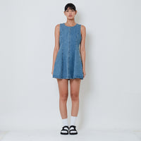 Women Denim Short Dress - Light Blue - SW2603083A