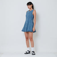 Women Denim Short Dress - Light Blue - SW2603083A