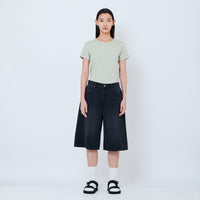 Women Baggy Jorts - Black - SW2603089B