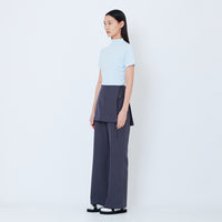 Women Straight Cut Pants with Skirt Overlay - Grey - SW2603102A