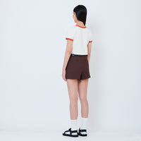 Women Stretch Cotton Shorts - Brown - SW2605110C