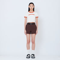 Women Stretch Cotton Shorts - Brown - SW2605110C