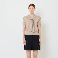 Women 2-in-1 Cable Knit Top - Khaki - SW2605108B