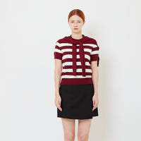 Women Striped 2-in-1 Knit Top - Maroon - SW2605109A