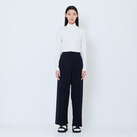 Women Elastic Waist Long Pants - Navy - SW2605148C