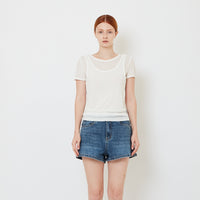 Women Double Layered Top - Off White - SW2606114A