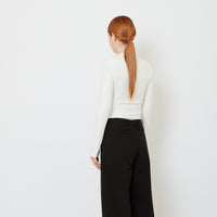 Women Ribbed Long Sleeve Top - Beige - SW2606116A