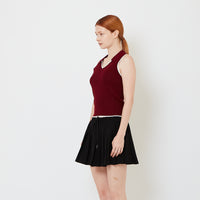 Women Rib-Knit Vest - Maroon - SW2606117A