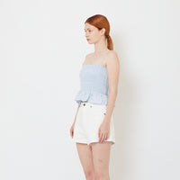 Women Smocked Tank Top - Light Blue - SW2606131B