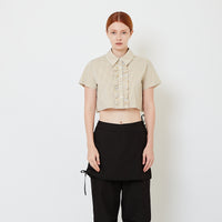 Women Ruffle Cropped Shirt - Yellow - SW2606132A