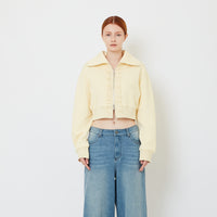 Women Ruffled Neoprene Jacket - Yellow - SW2606134A