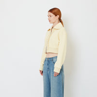 Women Ruffled Neoprene Jacket - Yellow - SW2606134A