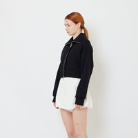 Women Ruffled Neoprene Jacket - Navy - SW2606134B
