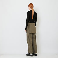 Women Straight Cut Pants with Skirt Overlay - Khaki - SW2606135A