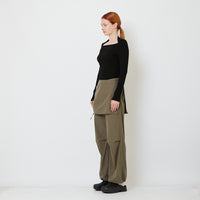 Women Straight Cut Pants with Skirt Overlay - Khaki - SW2606135A