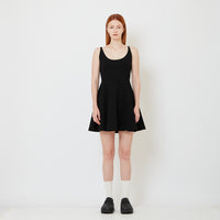 Women Scoop Neck Mini Skater Dress - Black - SW2606136A
