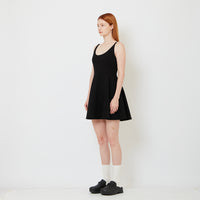 Women Scoop Neck Mini Skater Dress - Black - SW2606136A