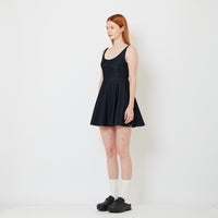 Women Scoop Neck Mini Skater Dress - Navy - SW2606137A