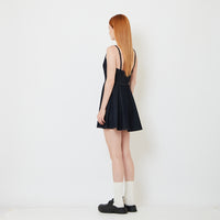 Women Scoop Neck Mini Skater Dress - Navy - SW2606137A