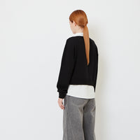 Women Combined Long Sleeve Top - Black - SW2606140B
