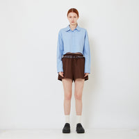 Women Double Waisted Ruffle Shorts - Brown - SW2608152A