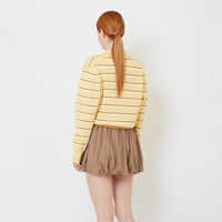 Women Striped Polo Sweater - Yellow - SW2608158B
