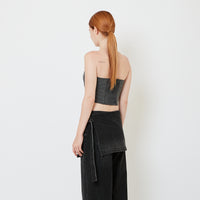 Women Pinstripes Tube Top - Dark Grey - SW2608170A
