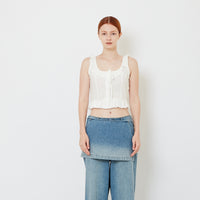 Women Ruffle Tank Top - Off White - SW2608171A