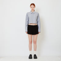Women Pleated Shorts - Black - SW2608173B