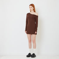Women Off-Shoulder Dress - Brown - SW2608177A