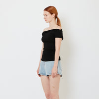 Women One Shoulder Knit Top - Black - SW2608179D