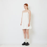 Women Bubble Hem Mini Dress - Off White - SW2609190A