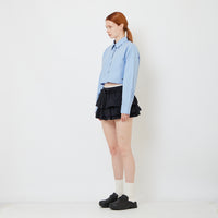 Women Double Waisted Ruffle Skirt - Navy - SW2609240B
