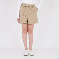 Women Elastic Waist Shorts - Khaki - SW2204457B