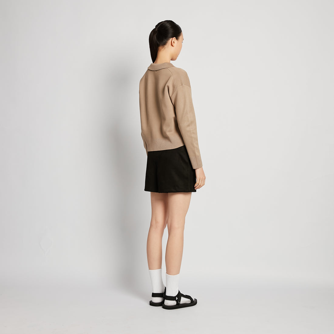 Women Suede Short Pants - Black - SW2512222C