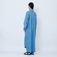 Women Chambray Oversized Dress - Light Blue - SW2602055A