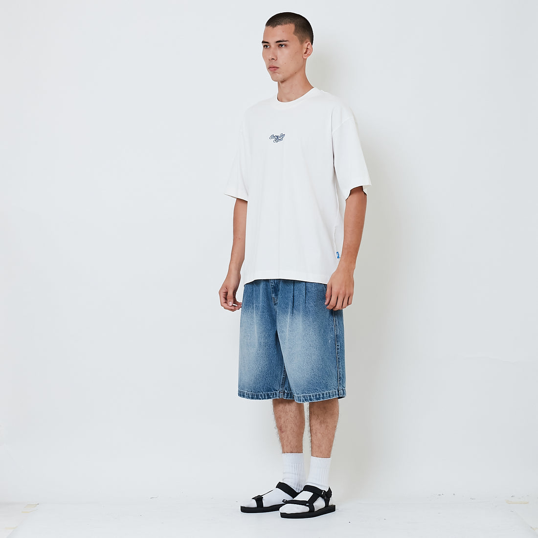 Men Pleated Jorts - Light Blue - SM2605103A