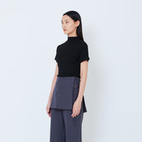Women Side Gather Top - Black - SW2603070D
