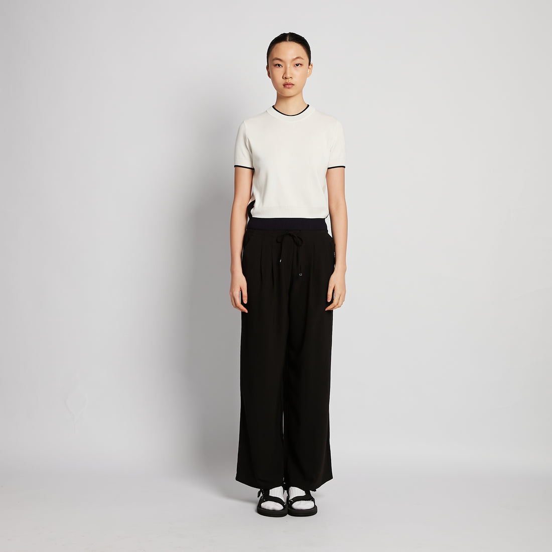 Women Wide-Leg Long Pants - Black - SW2509245B