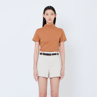 Women Side Gather Top - Brown - SW2603070C