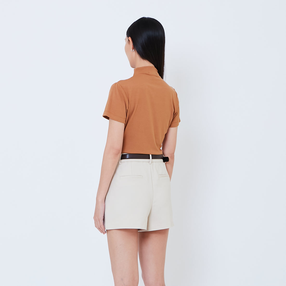 Women Side Gather Top - Brown - SW2603070C