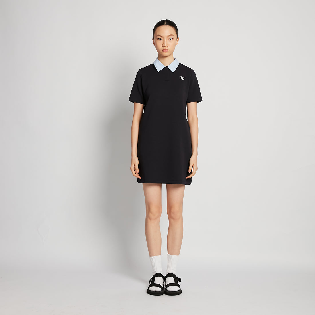 Women Neoprene Polo Dress - Navy - SW2512231A