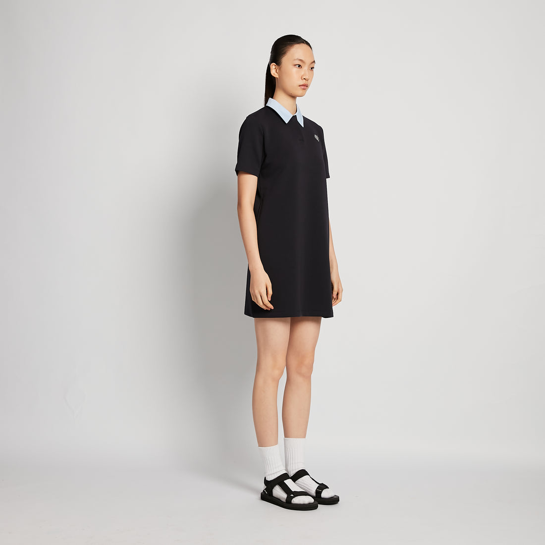 Women Neoprene Polo Dress - Navy - SW2512231A