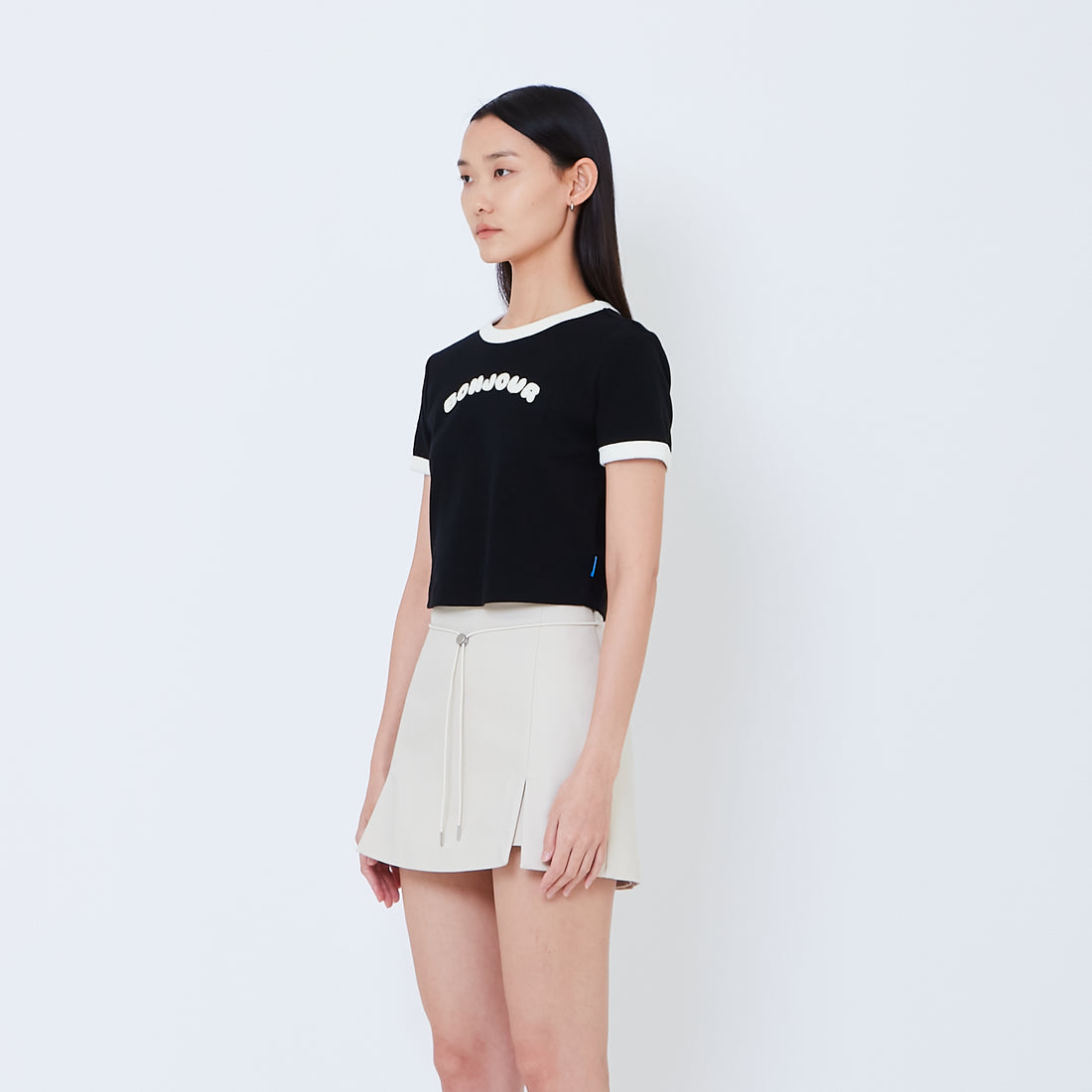 Women Graphic Cropped Top - Black - SW2603069D
