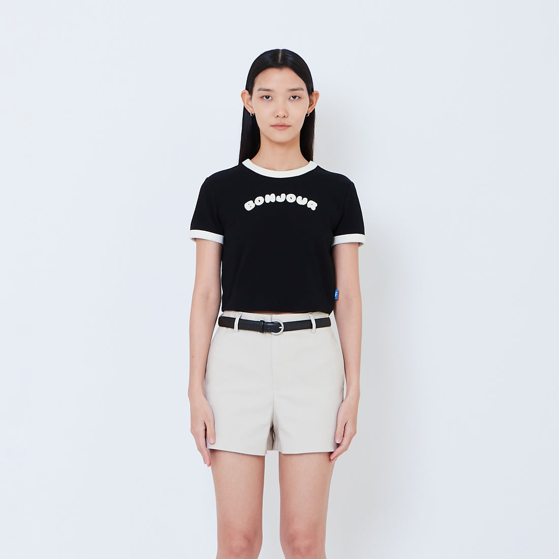 Women Graphic Cropped Top - Black - SW2603069D
