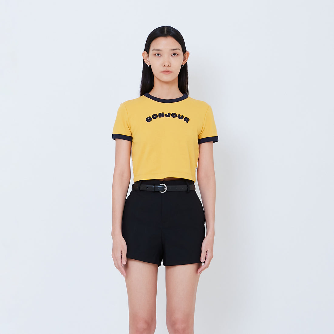 Women Graphic Cropped Top - Yellow - SW2603069C