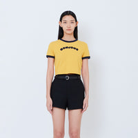 Women Graphic Cropped Top - Yellow - SW2603069C