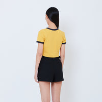 Women Graphic Cropped Top - Yellow - SW2603069C